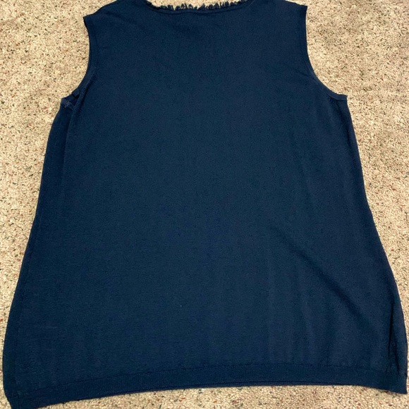 Chico’s Black scoopneck top with fringe detail. Chicos size 3. Large - Picture 3 of 5